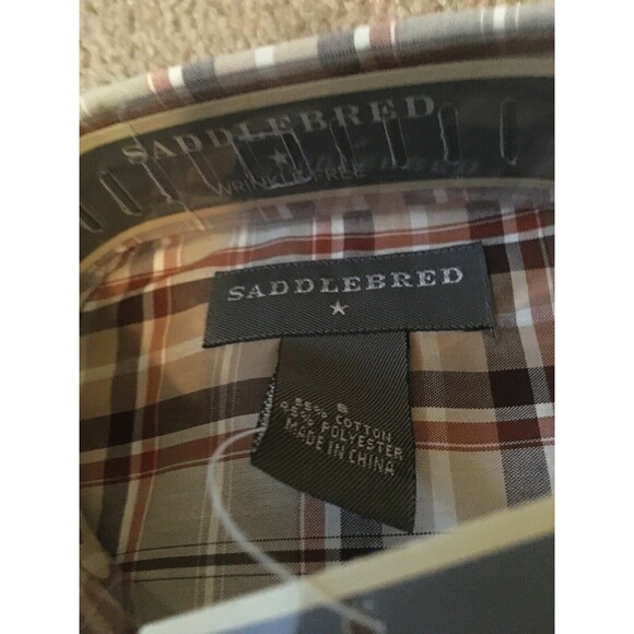 Saddlebred Plaid Button-Up Shirt Casual Collared Mens Size S Multi-Color - Picture 2 of 11